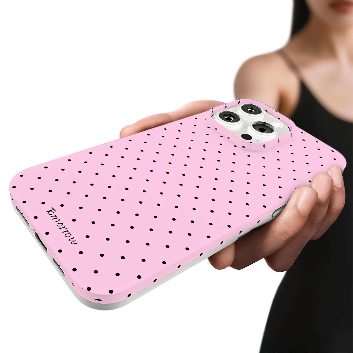 Minyii Compatible with iPhone 16 Pro Max Case, with Polka Dot Aesthetics Design Simple Case for Women Girl, Cute Fashion Soft TPU Slim Protection Phone Case for iPhone 16 Pro Max 6.9'' - Pink