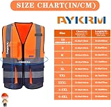 AYKRM Orange Navy Hi Vis Vest with Pockets Zipper Front High Visibility view 3