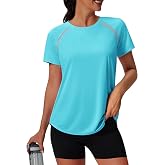 NIASHOT Womens Workout Tops Short Sleeve Yoga Pilates Outfits Athletic Gym Running UV Protection Shirts with Mesh