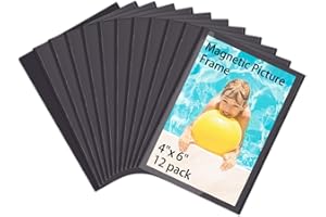 HIIMIEI 12 Pack 4x6 Inches Magnet Photo Frames for Refrigerator, No Scratch Magnetic Picture Frame Fridge Protected by Removable Film