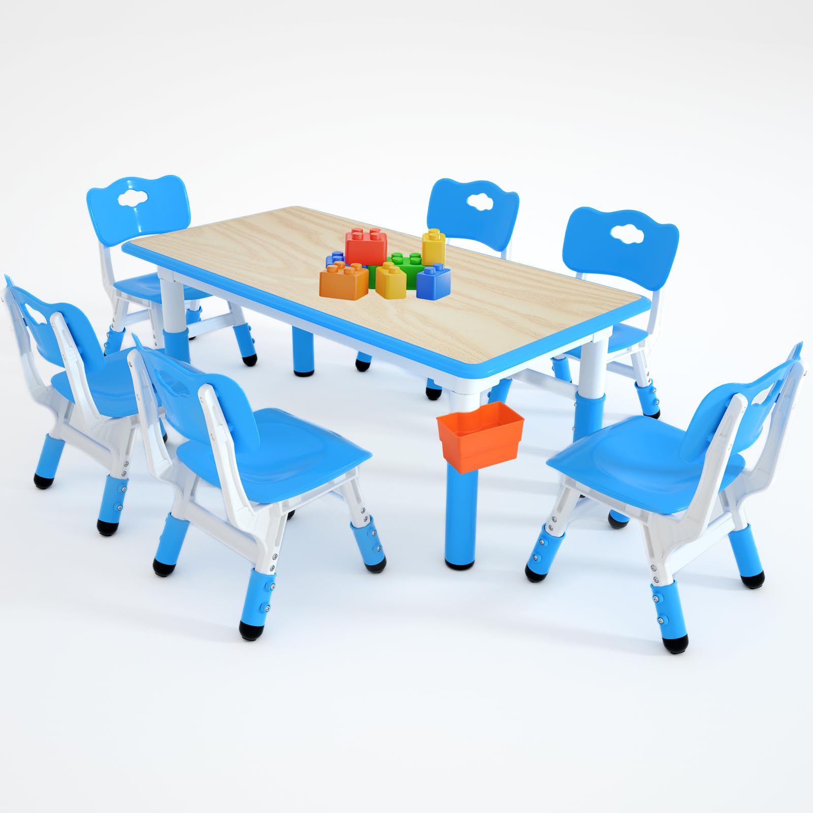 Photo 1 of LulliSpace Kids Study Table and 6 Chairs Set,Height Adjustable Table and Chairs for Children and Toddlers,47.2"X23.6"Graffiti Desktop,Suitable for Daycare,Classrooms, Home