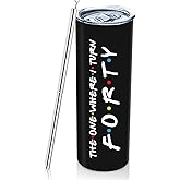 40th Birthday Gifts For Women 1985 Birthday Decoration For Women Female 20oz Wine Tumbler Happy 40 Year Old Bday Presents For Bestie Friend Sister Woman Black Wine Cup With Turn Forty Keychain