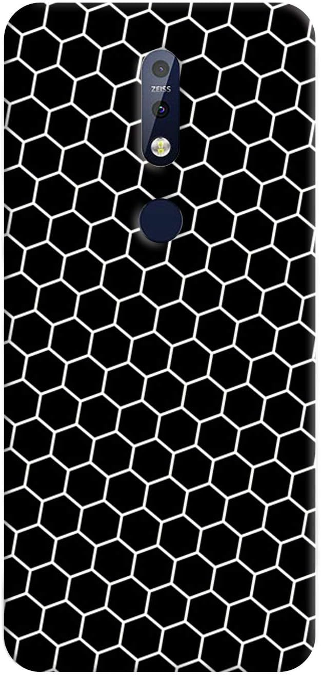 Humor Gang Hexagon Black and White Pattern Printed Design TPU Slim Soft Transparent Clear Flexible Silicon Mobile Back Cover for Nokia 7.1"