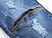Men's Blue Ripped Skinny Distressed Destroyed Straight Fit Denim Jeans with Holes, Denim Blue, W32