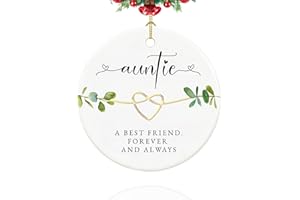 ZCAIGOO HOME Aunt Ornaments 2023,Aunt Gifts from Niece,Nephew, Best Aunt Ever Gifts, 2.9" Ceramic Auntie Christmas Ornament 2023