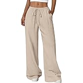 Acelitt Women’s Wide Leg Palazzo Pants Casual Loose Lounge Pants Beach Trousers with Pockets(Too Large, Please Size Down)