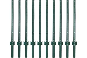 LADECH 3-4-5-6-7 Feet Sturdy Duty Metal Fence Post – Garden U Post for Fencing - 10 Pack (4 Feet)