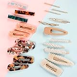 SYEENIFY Fashion Hair Clips Set, 20 PCS Pearls Hair Clips Acrylic Resin Hair Barrettes for Thick Hair,Hair Clip Hairpins for 