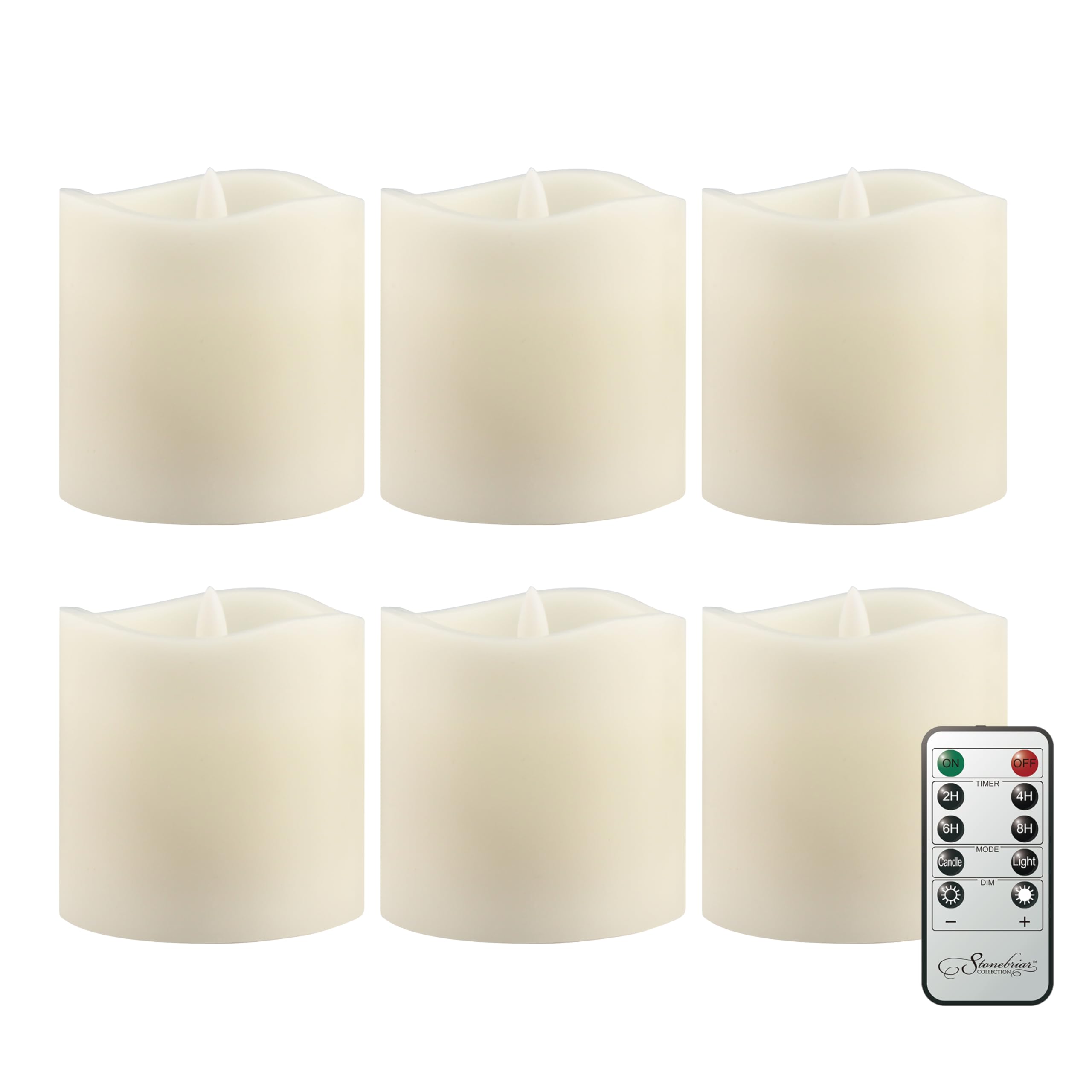 Photo 1 of Stonebriar 6 Count Ivory Real Wax 3x3 Flameless LED Pillar Candles with Remote and Timer