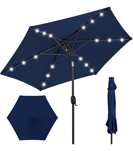 7.5 ft steel market patio umbrella in denim Amazon.com : Best Choice Products 7.5ft Heavy-Duty Round Outdoor Market  Table Patio Umbrella w/Steel Pole, Push Button Tilt, Easy Crank Lift