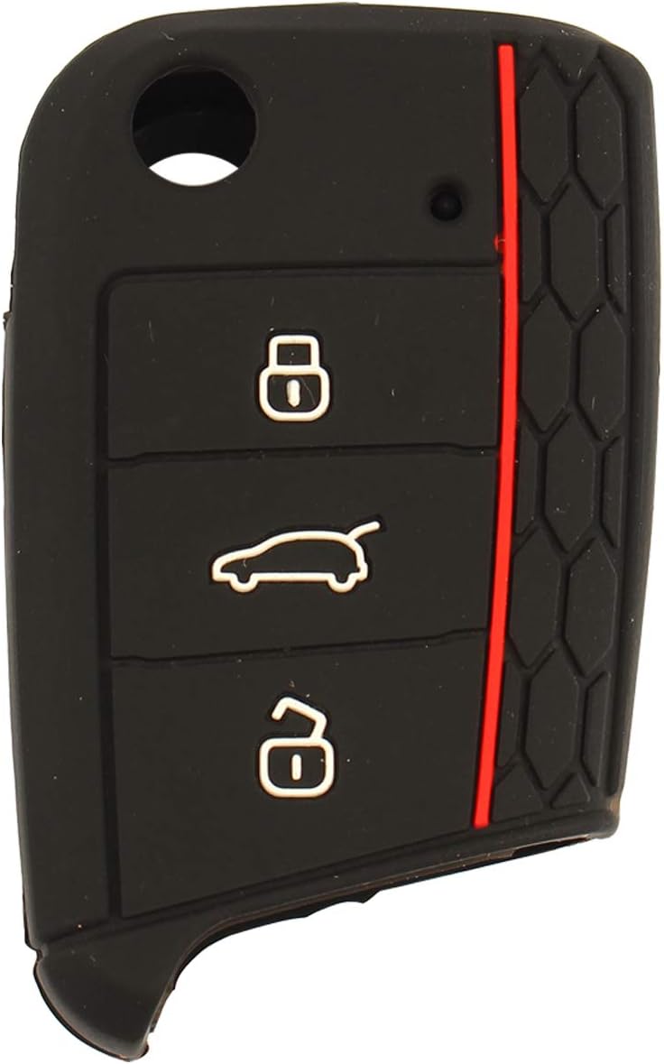 Futheda 2Pcs 3 Buttons Soft Silicone Car Remote Flip Key Fob Cover Holder Protection Cases Accessories Compatible with Golf 7 GTI Golf VII MK7 Octavia A7 Seat Leon 5F SC ST (Black) - Image 4