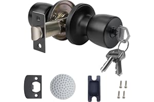 DSJJBLL Doorknob with Key Matte Black Round Ball Door Knob Passage Door Privacy Locking Interior/Exterior Door Knob/Berlin Series Lock for Room Door