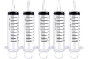 BSTEAN 100ml Syringe without Needle, Individually Wrapped for Industrial, Scientific, Measuring, Watering, Pet Feeding, Liquid Refilling and Dispensing (Pack of 5)