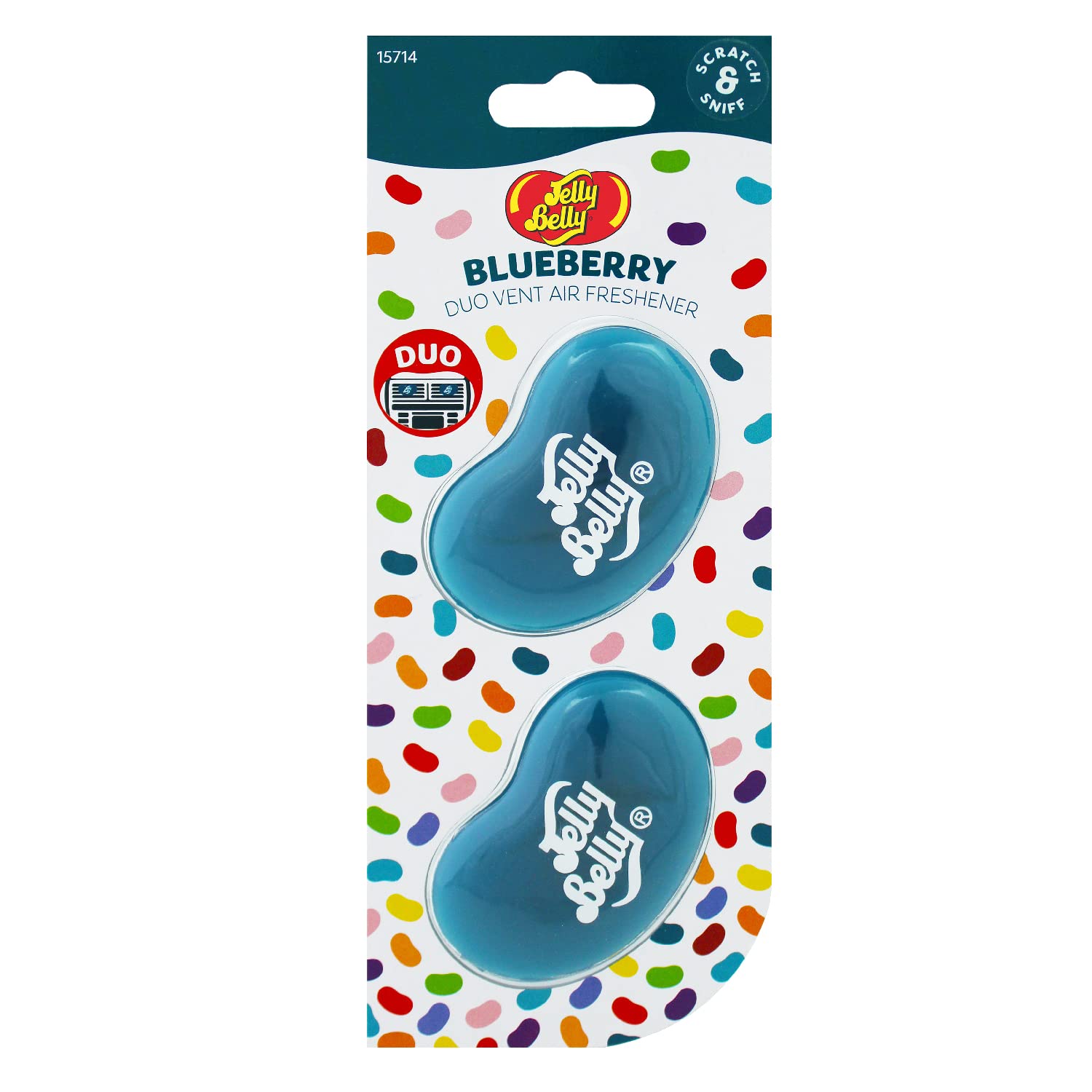 California Scents Jelly Belly Blueberry Mini Vent 3D Gel Duo Pack Air Freshener Car Fragrance, Green