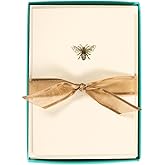 Graphique Bee La Petite Presse Boxed Notecards - 10 Embellished Gold Foil Blank Cards with Matching Envelopes and Storage Box, 3.25" x 4.75"