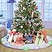 BIGOU Christmas Tree Skirt with LED Light, 30 Inch 2 Modes Snow White Luxury Faux Fur Tree Skirts Base Cover Floor Mat Christmas Lighting Decorations for Xmas Party Holiday Home Garden