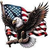 Patriotic Eagle Vinyl Car Stickers 2-Piece Set, Waterproof American Flag Stickers, Suitable for Trucks, Cars SUV、 Military Pride Outdoor Vehicle Stickers d095