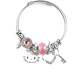 YouLuo Cute Charm Bracelet, Adjustable Stainless Steel Bracelet, Anime Cartoon Accessories Bracelets for Ladies Women Teen Girls Birthday Gift and Friendship