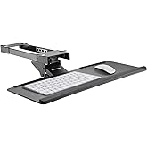 PrimeCables 26.4 inch Under Desk Keyboard Tray with Gel Wrist Pad - Ergonomic Adjustable Computer Keyboard Mouse Platform, De