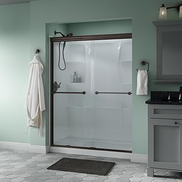 Delta Shower Doors Sd3172325 Trinsic Semi Frameless Traditional Sliding Shower Door 60in X70in Clear Glass Bronze Track Amazon Com