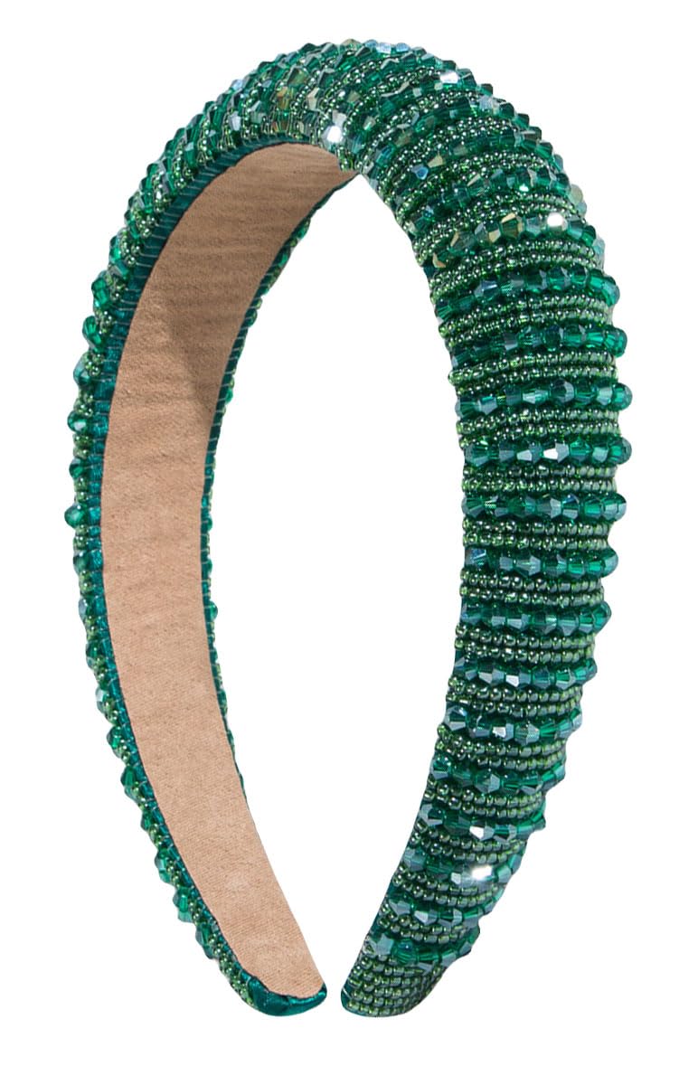 scicent Headbands for Women's Hair Rhinestone Padded Hair Band Crystal Head Band Padded Diamond Hairbands Dark Green 6917 — image 1