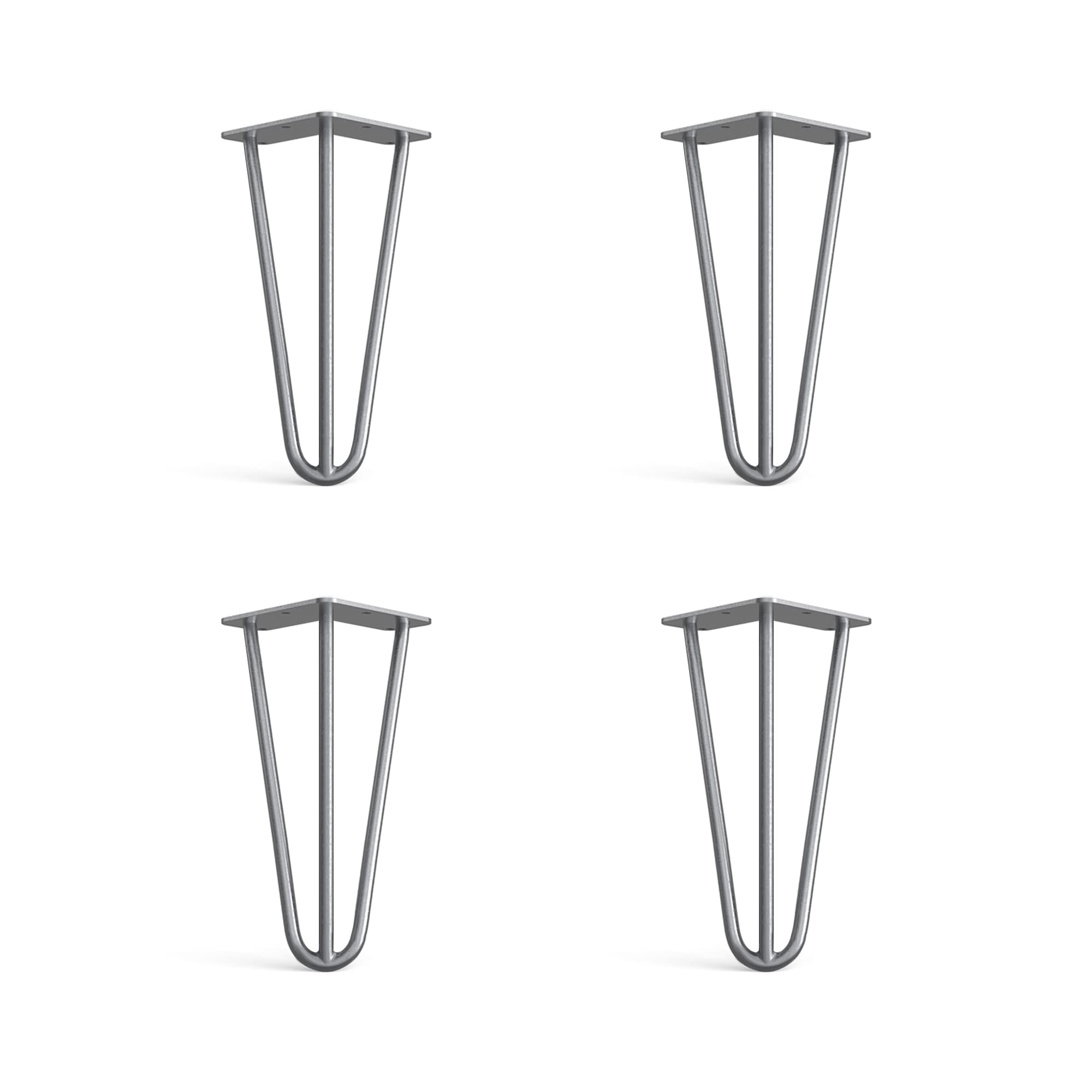 4 x Hairpin Legs from DT IRONCRAFT - 20cm 3 Rod / 10mm, Bare Steel - Sideboard, TV Stand, Bookcase and Cabinet Unit Legs with Floor Protector Feet & Screws