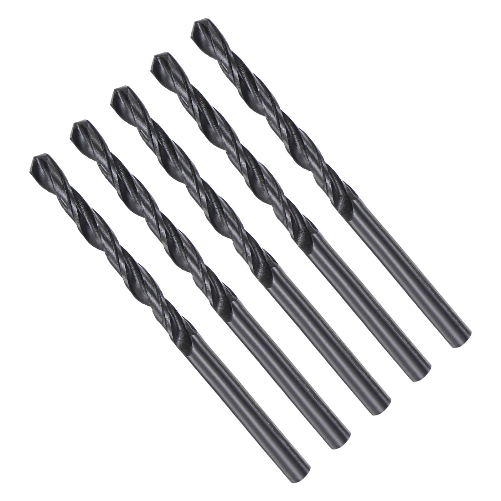 CoCud Twist Drill Bits, 4.7mm Cutting Diameter 0.19" Shank, High-Speed Steel Black Oxide Coating Jobber Bit Set (Applications: for Metal Wood Plastic), 5-Pieces