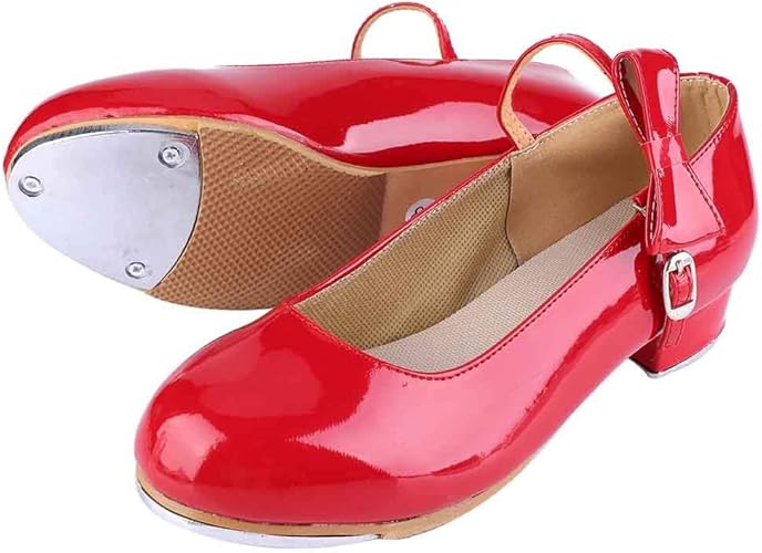 Aigend Girls Tap Shoes, Fashion Girl Kid Tap Dance Step Dance Bright PU