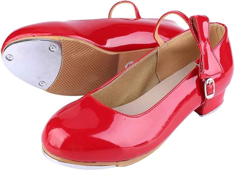 Aigend Girls Tap Shoes, Fashion Girl Kid Tap Dance Step Dance Bright PU