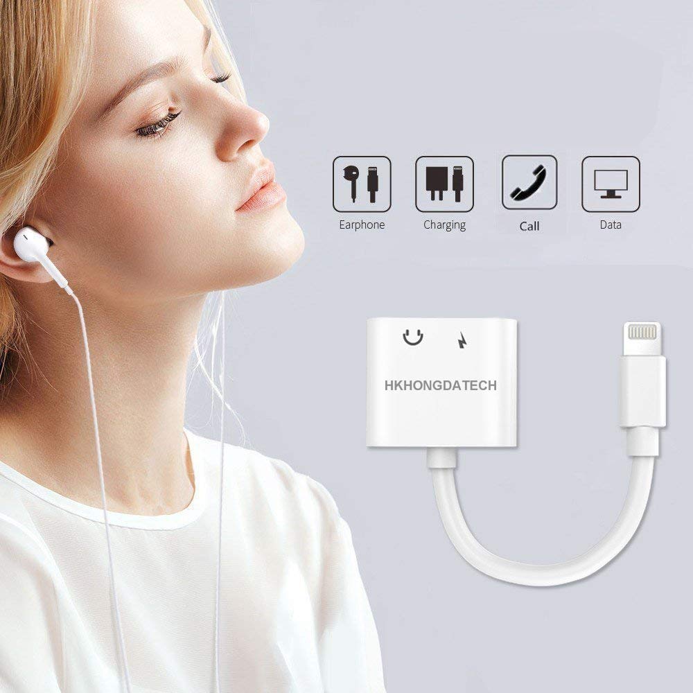Compatible Adapter & Splitter, Dual Headphone Audio & Charge Adapter，2 in 1 Dual Adapter for Jack Call + Sync + Charging + Music for iPhone X/8/8Plus/7/7Plus