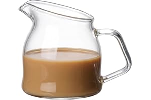 Cute Glass Cups, 100ml Borosilicate Glass Carafe Small Slanted Mouth Creamer Container Latte Coffee Cup with Handle for Espre