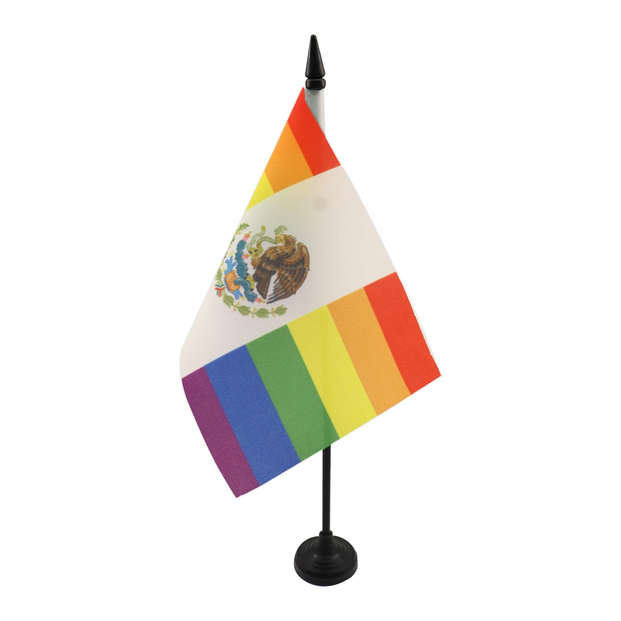 AZ FLAG Mexico Rainbow Table Flag 5'' x 8'' - gay mexican Office Decoration 100% Polyester 21 x 14 cm - Mini Desk Flag with Pole and Black Plastic Base