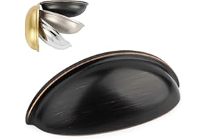 KOOFIZO Bin Cup Drawer Pull - Oil Rubbed Bronze Cabinet Handle, 76mm / 3 Inch Screw Spacing (10 Pack) for Kitchen Cupboard Bedroom Dresser Bathroom Furniture Door