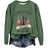 Girls Trip Salem Sweatshirt for Women Witches Vintage Salem Witch Shirts Time To Get Wicked Pullover
