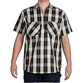 Ben Davis Men's Short Sleeve Plaid Half-Zip Work Shirt