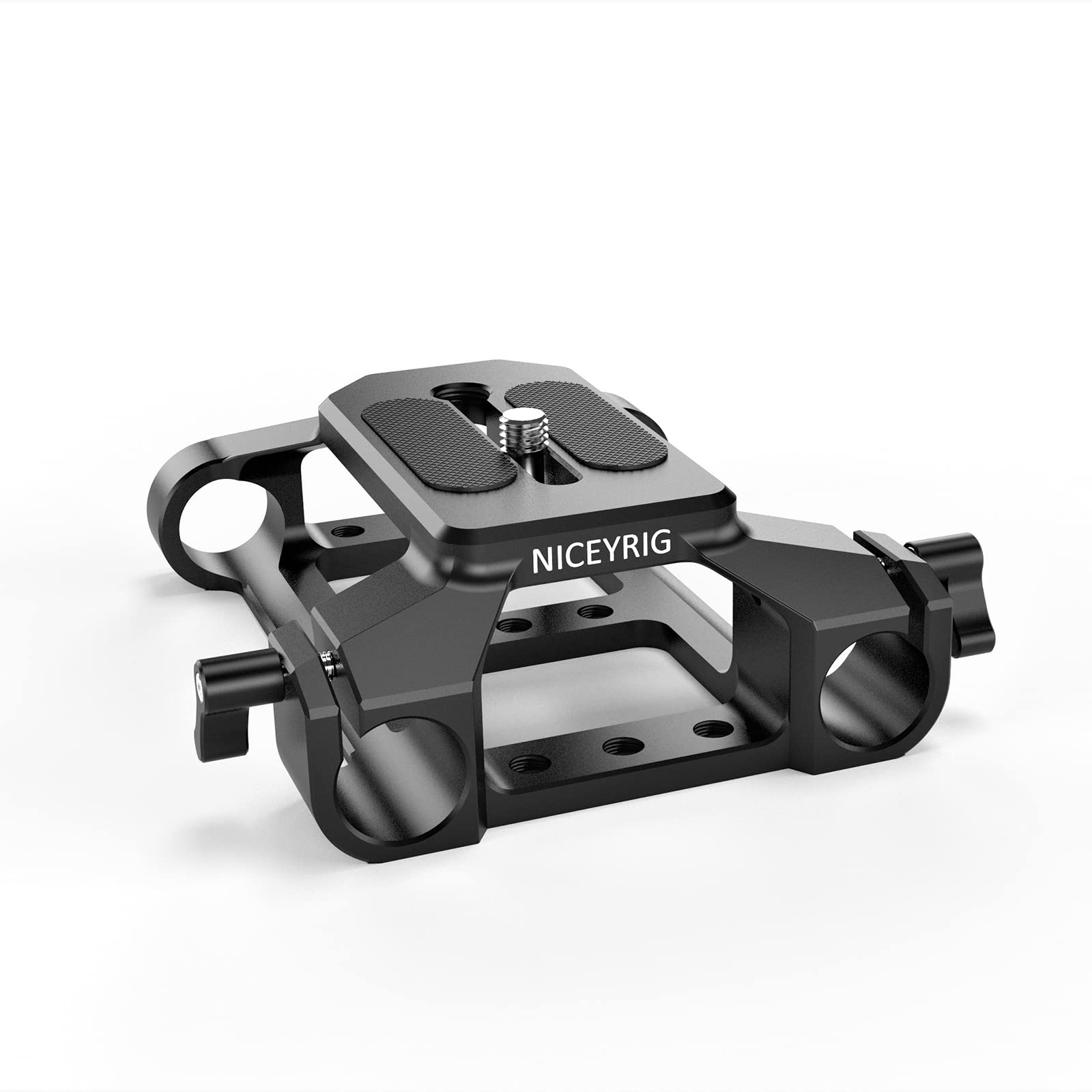 NICEYRIG Lightweight Base Plate with Dual 15mm Rod Clamp for Canon/Nikon/Sony/Panasonic Camera, Cage, Tripod