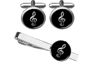 ZUNON Treble Cufflinks & Tie Clip Music Note Music Instrument Musician Arts Gift for Men Husband Fiancee