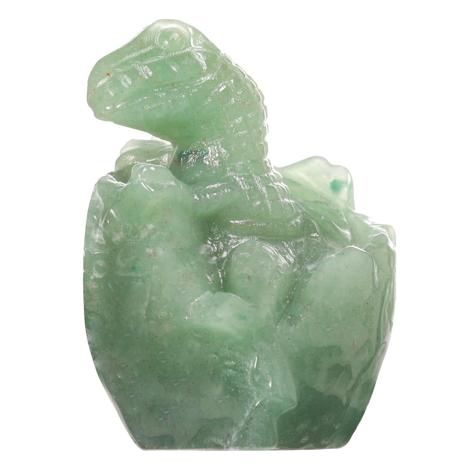 mookaitedecor Green Aventurine Crystal Baby Dinosaur Ornament Collectible Figurine, Carved Semi Precious Gemstone Animal Gift Cute Room Decor, Stone Dinosaur Statue Easter Good Luck Table Decoration