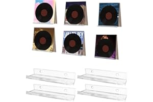 GMINCO Vinyl Record Holder Storage Wall Mount Shelves, 4 inches Clear Acrylic CD Rack Record Music Album Shelf 4 Pack for Wall Decor Display Kids Bookshelf Magazine Rack Picture Ledge Bedroom Living Room