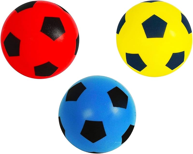 HTI Fun Sport Foam Footballs 3 Pack - Size 5 Soft Sponge Balls Kids Adults