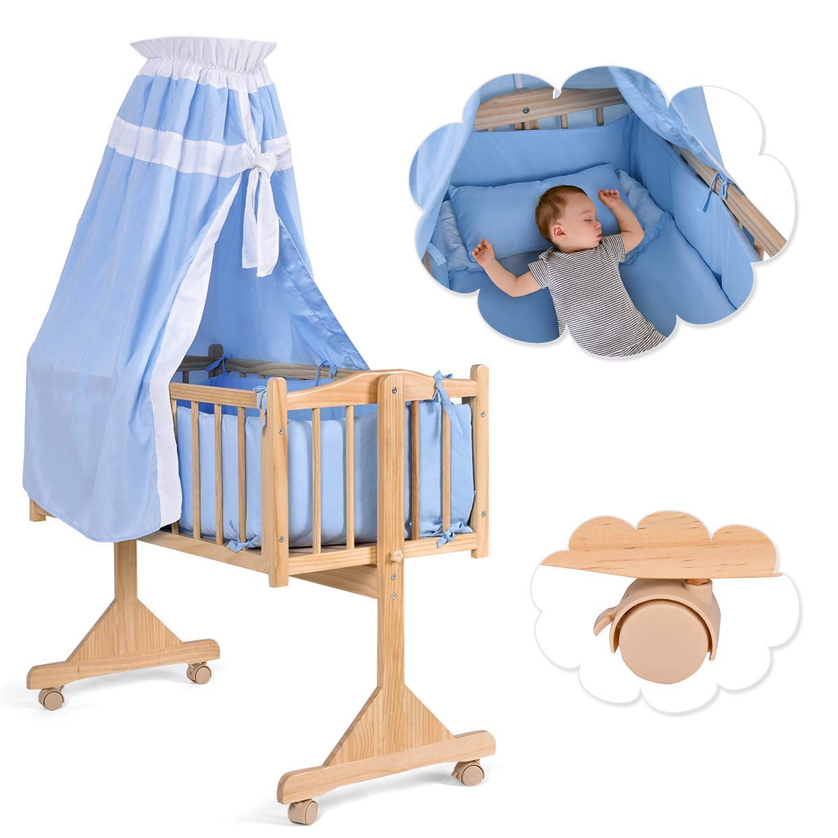 Costway Berceau Bebe En Bois Avec Moustiquaire Lit Bebe Equipe De Roues 100 X 50 X 144cm Rose Ameublement Et Decoration Lits Cages gd In Costway Berceau Bebe En Bois Avec Moustiquaire Lit Bebe Equipe De Roues 100 X 50 X 144cm Rose Ameublement Et Decoration Lits Cages gd In