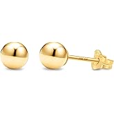 Kezef 14K Gold Filled Ball Stud Earrings for Women - Thick 14K Gold Layer, Hypoallergenic for Sensitive Ears, Round Studs | 3mm-9mm