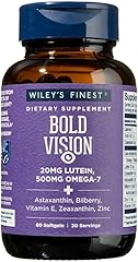 Wiley's Finest Wild Alaskan Fish Oil Bold Vision - Fish Oil Eye Health Supplement with Lutein, Zeaxanthin, Bilberry, Omega-7,