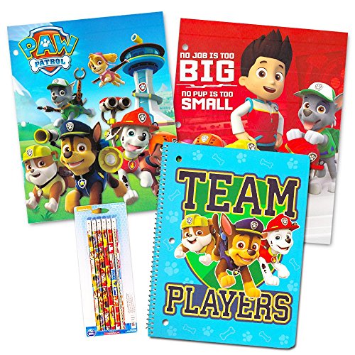 Paw Patrol School Supplies Value Pack -- 6 Pencils, Notebook and 2 Folders