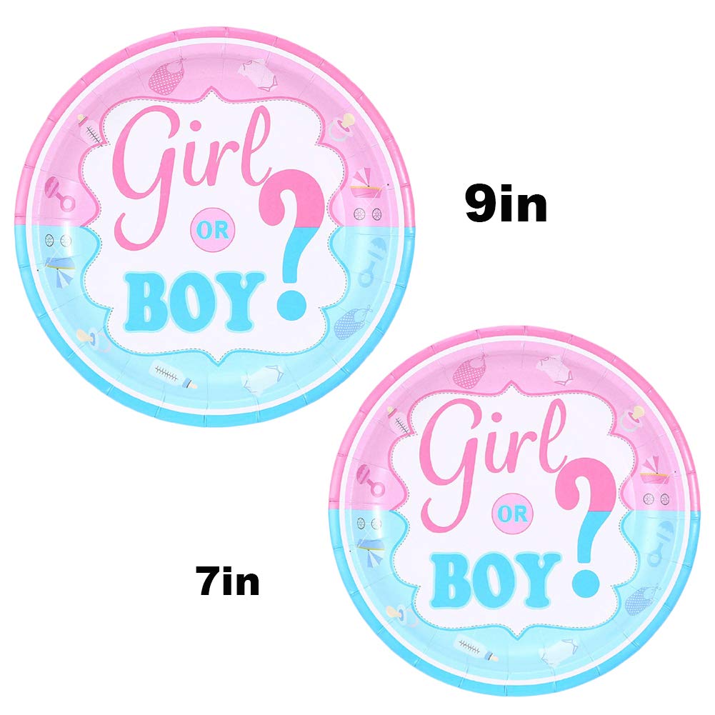 Gender Reveal Party Supplies Plates and Napkins Set, Baby Shower, Children\'s Party Boy or Girl Pink & Blue Birthday Party