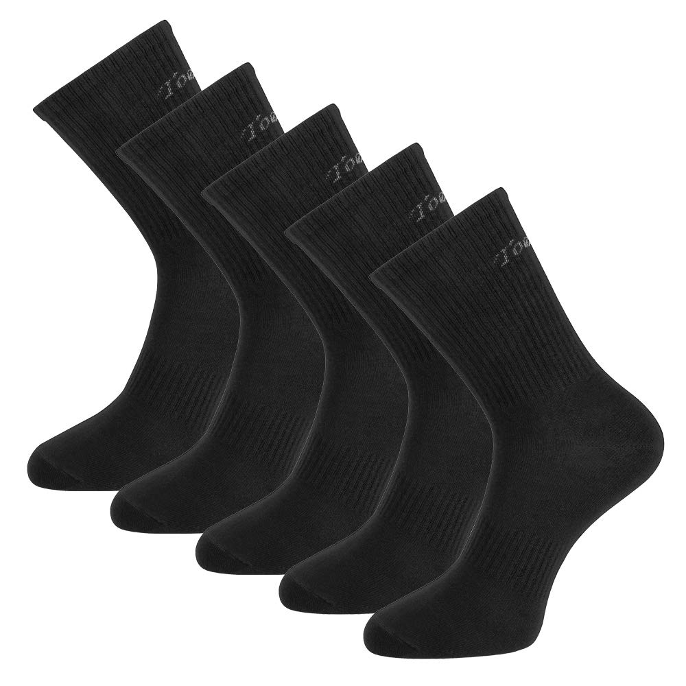 Toes&Feet Men's 5-Pack Black Anti Athletes Foot Odor Resist Anti-Sweat Thin Cotton Crew Sports Socks