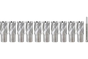 Accusize Industrial Tools 7/8 inch x 1 inch Cutting Depth H.S.S. Annular Cutter with 1 Pc Pilot Pin 1/4 inch x 3 inch, 2080-2