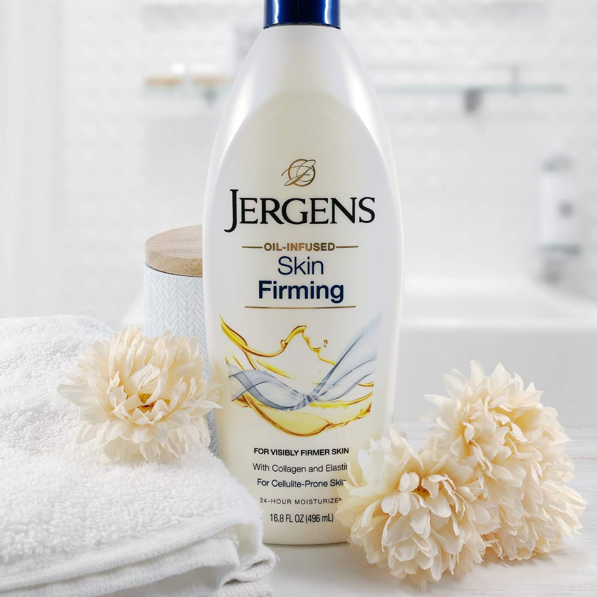 Jergens Skin Firming and Toning Body Lotion, Moisturizer with Collagen and Elastin, Deep Moisture, for Dry Skin, Dermatologist Tested, 16.8 Fl Ounces : Beauty