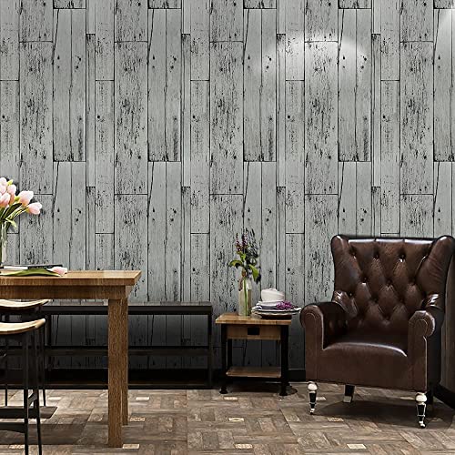 Grey Wood Wallpaper Peel and Stick Wallpaper 15.7”x 118”Self Adhesive
