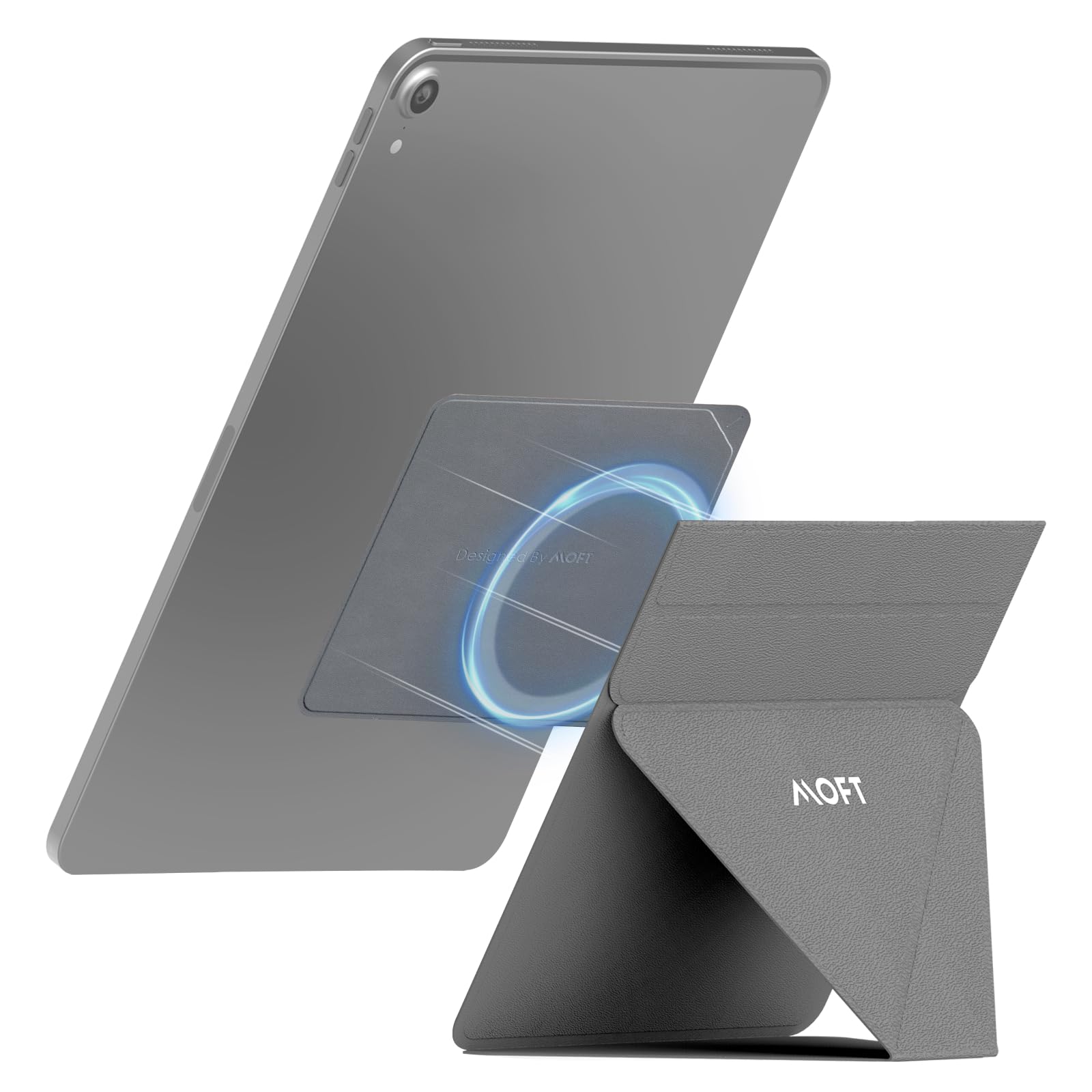 MOFT Snap Tablet Stand Holder, Foldable and Adjustable in Portrait/Landscape, Ultra-Slim Design iPad Stand for Desk, Compatible with 9.7" to 12.9" Tablets, Grey